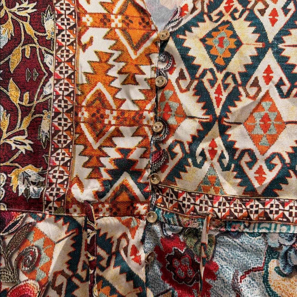 Asymmetrical Button-Down Pattern Top - image 3